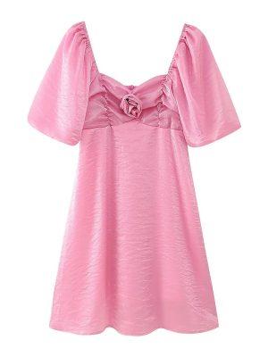 Pink French Style Slimming Youthful Cami Dress