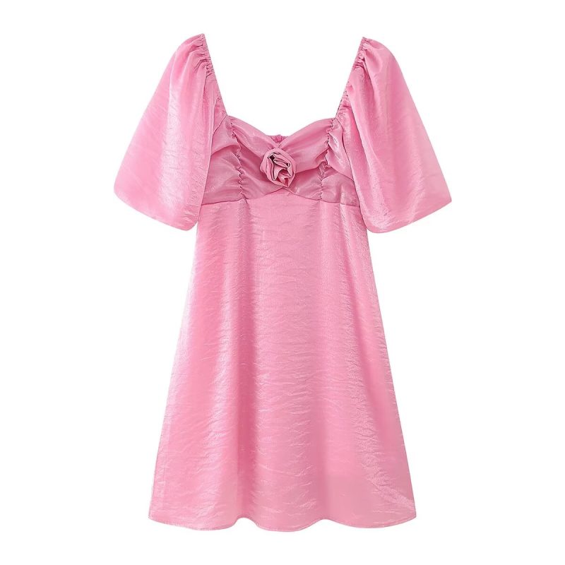 Pink French Style Slimming Youthful Cami Dress