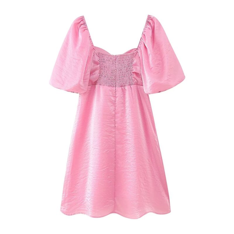 Pink French Style Slimming Youthful Cami Dress - Image 2