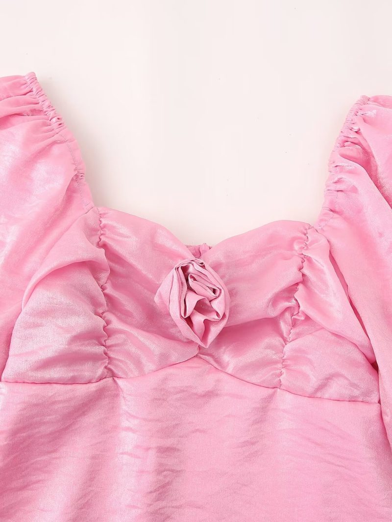 Pink French Style Slimming Youthful Cami Dress - Image 3