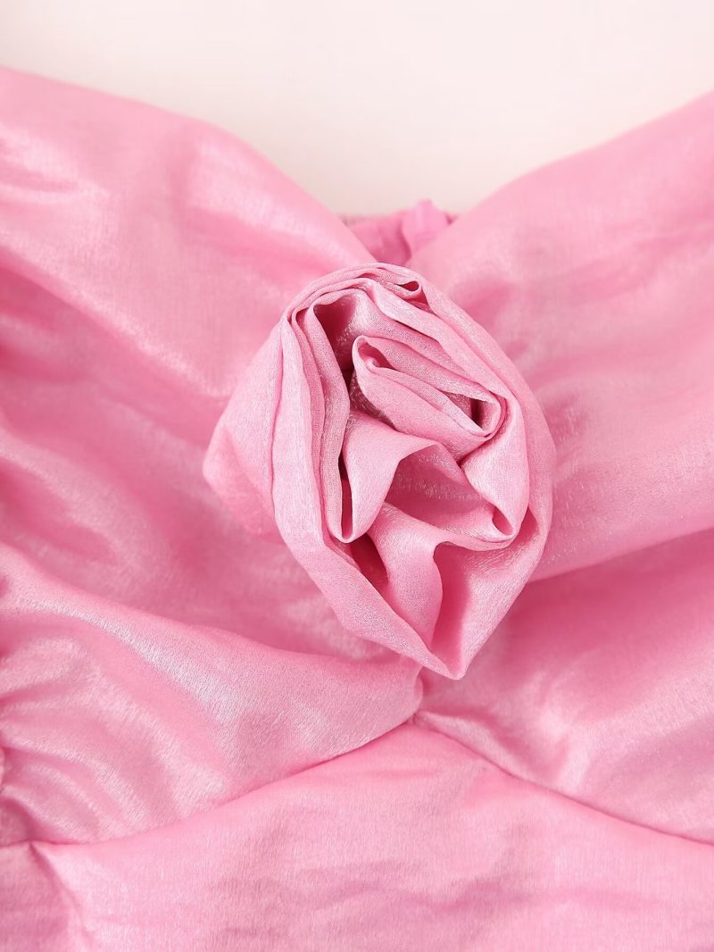 Pink French Style Slimming Youthful Cami Dress - Image 4