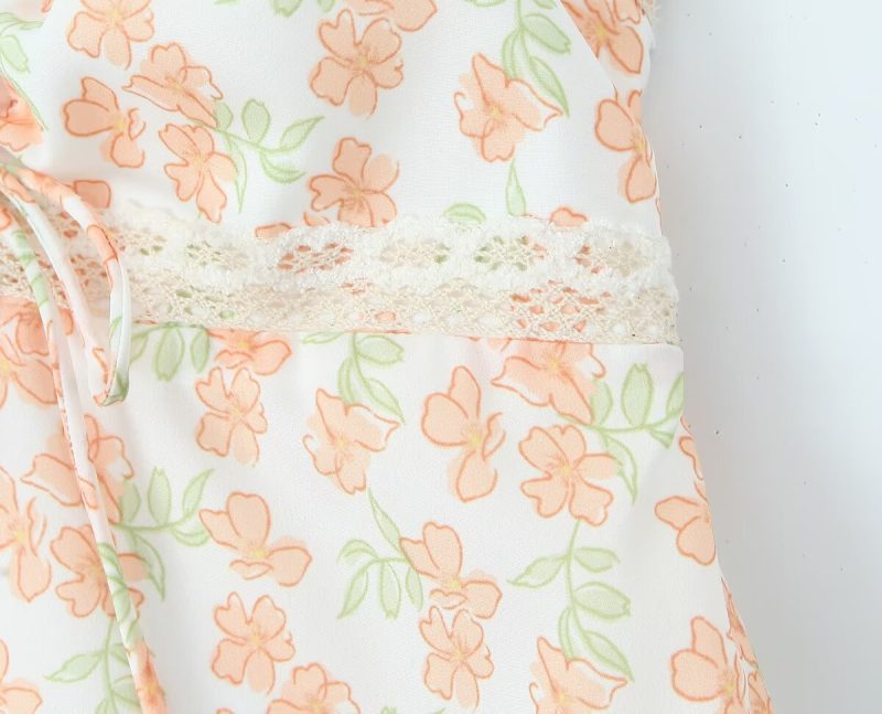 Floral Deep V Lace-Up Vacation Maxi Dress - Image 3
