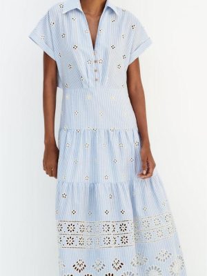 Elegant Summer Embroidered Shirt Maxi Dress Women