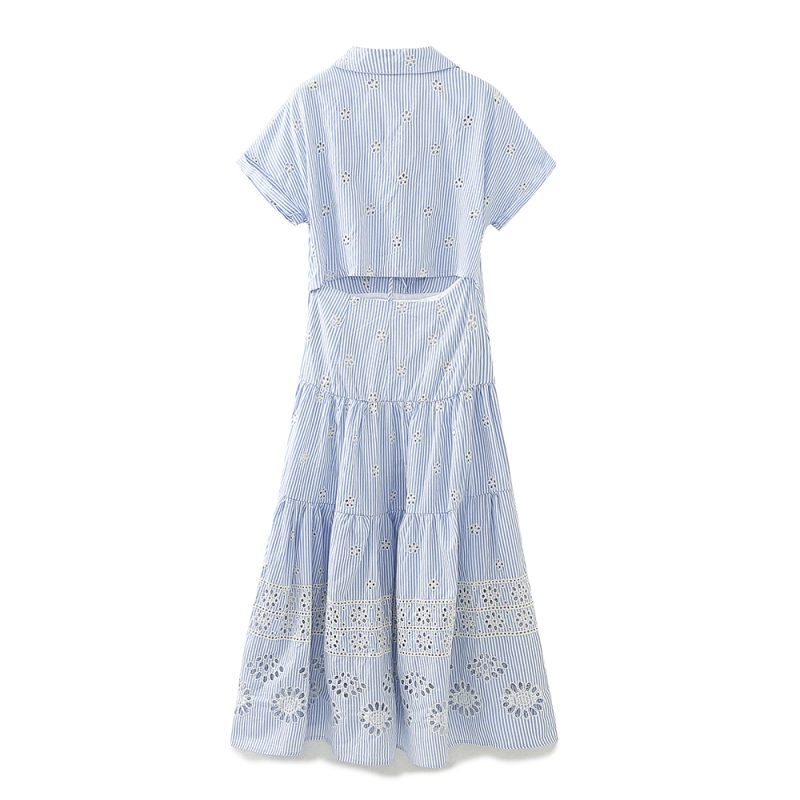 Elegant Summer Embroidered Shirt Maxi Dress Women - Image 3
