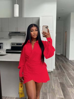 Women’s Solid Shirt Dress Casual Everyday Wear