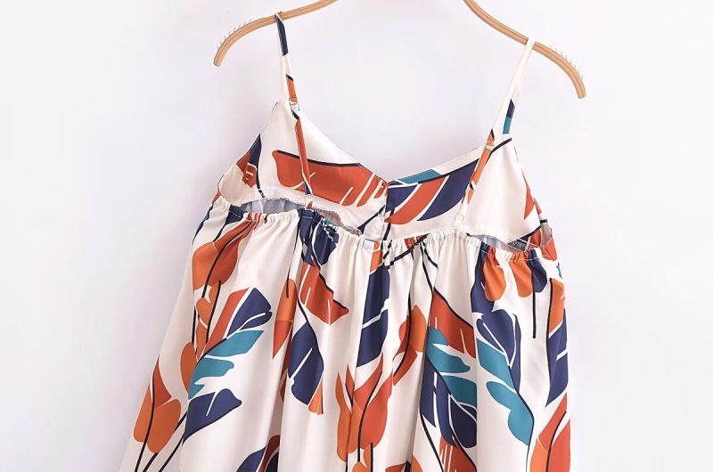 Spring V-Neck Printed A-Line Sling Dress - Image 4