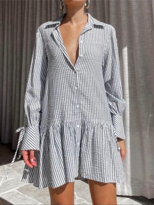 Women’s Collared Stitching Dress – Autumn Office