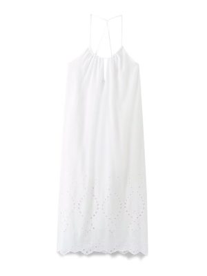 Embroidered Cutout Halter Midi Dress for Spring