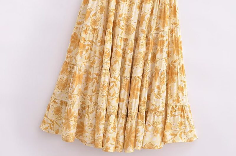 Casual Asymmetric Oblique Shoulder Printed Dress - Image 3