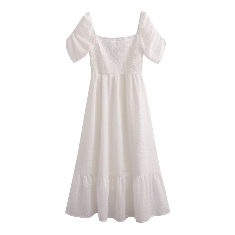 French Chiffon Backless Loose Short Sleeve Dress