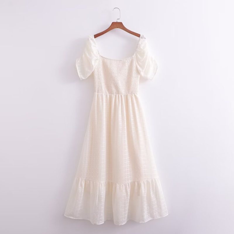 French Chiffon Backless Loose Short Sleeve Dress - Image 3