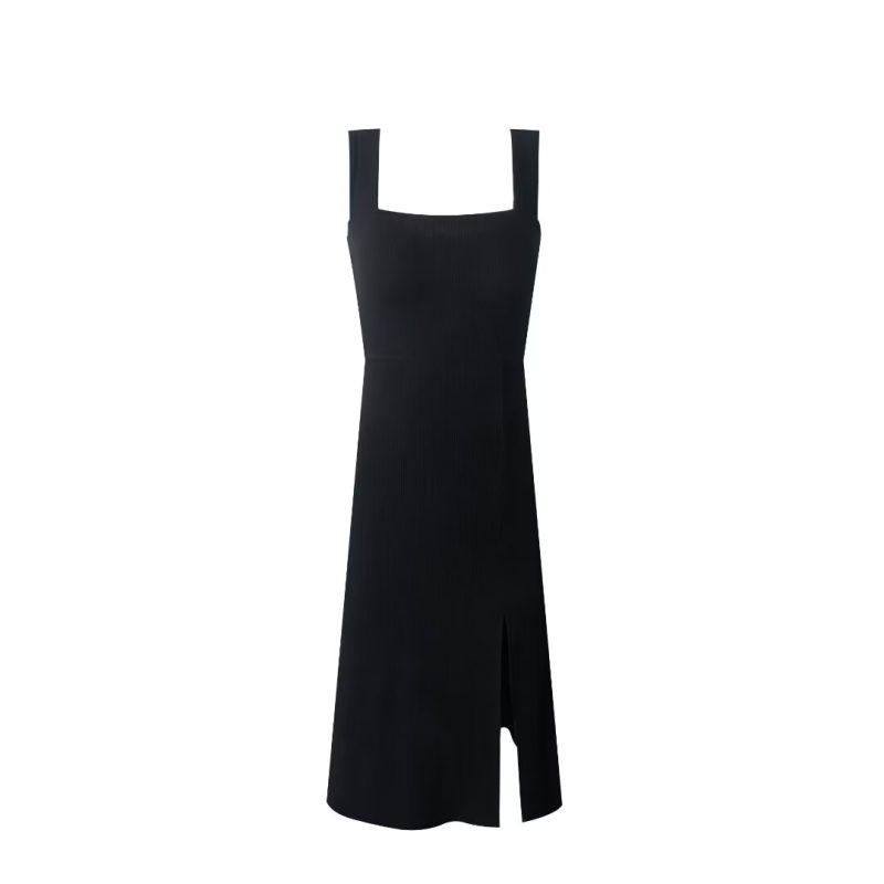 Slim Fit Square Neck Slit Midi Dress - Image 4