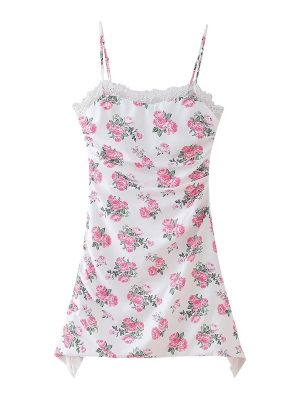 Spring Floral Lace Suspender Casual Dress Women