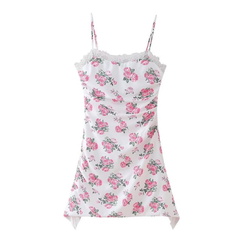 Spring Floral Lace Suspender Casual Dress Women