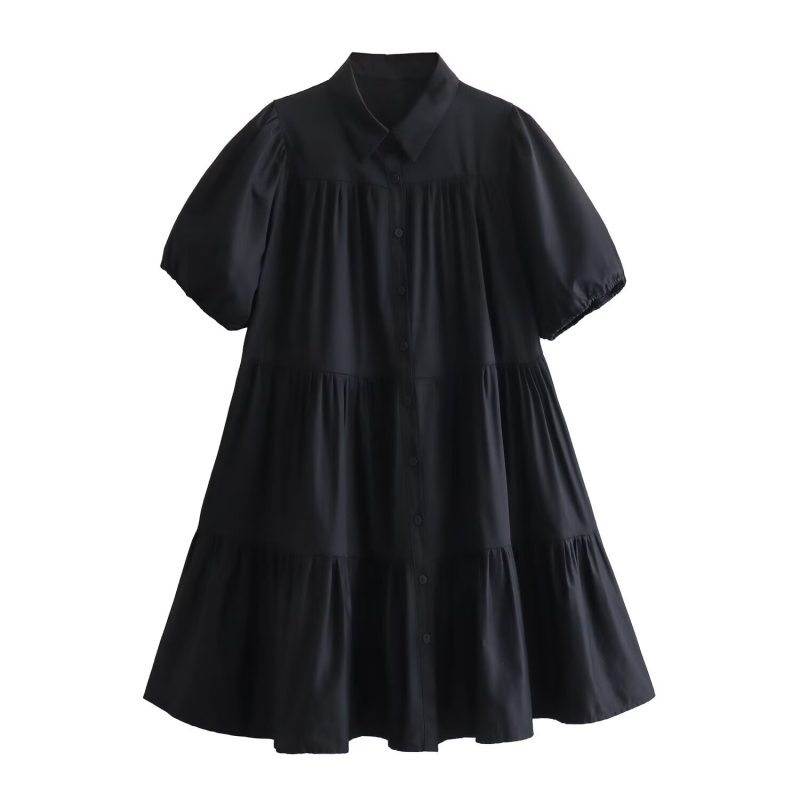 Elegant Puff Sleeve White Princess Shirt Dress - Image 2
