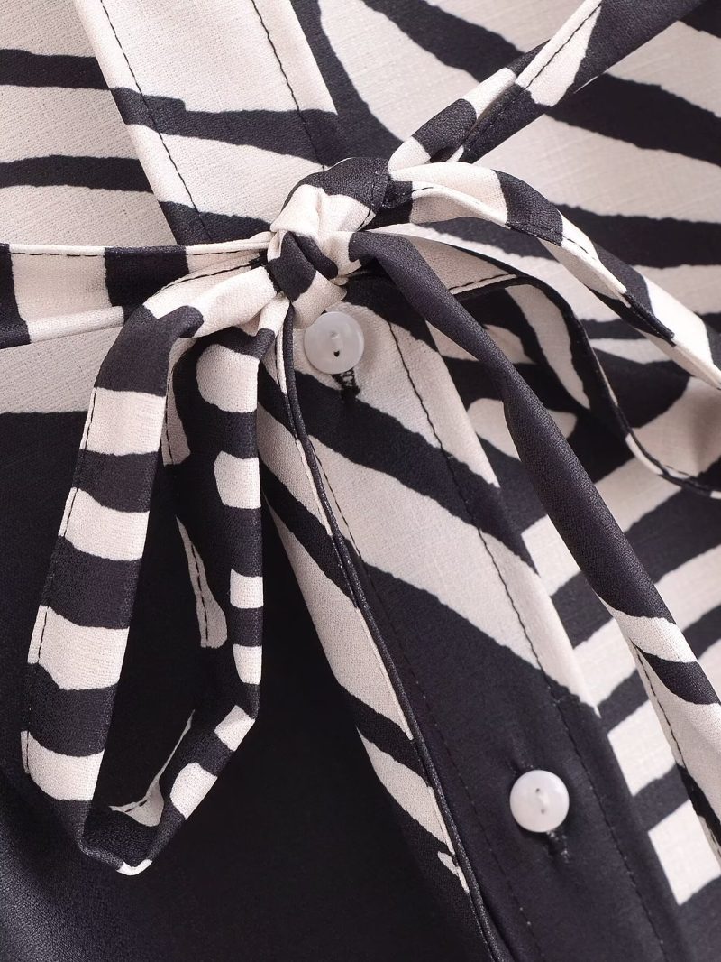 Button Down Abstract Print Long Shirt Dress Women - Image 3