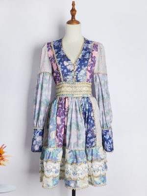 Elegant Lace Stitching Fairy Dress for Summer