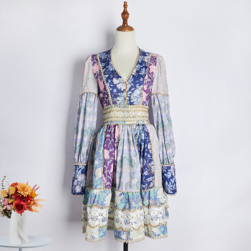Elegant Lace Stitching Fairy Dress for Summer