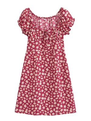 Spring Off Shoulder Printed Short Sleeve Dress