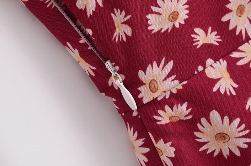 Spring Off Shoulder Printed Short Sleeve Dress - Image 4