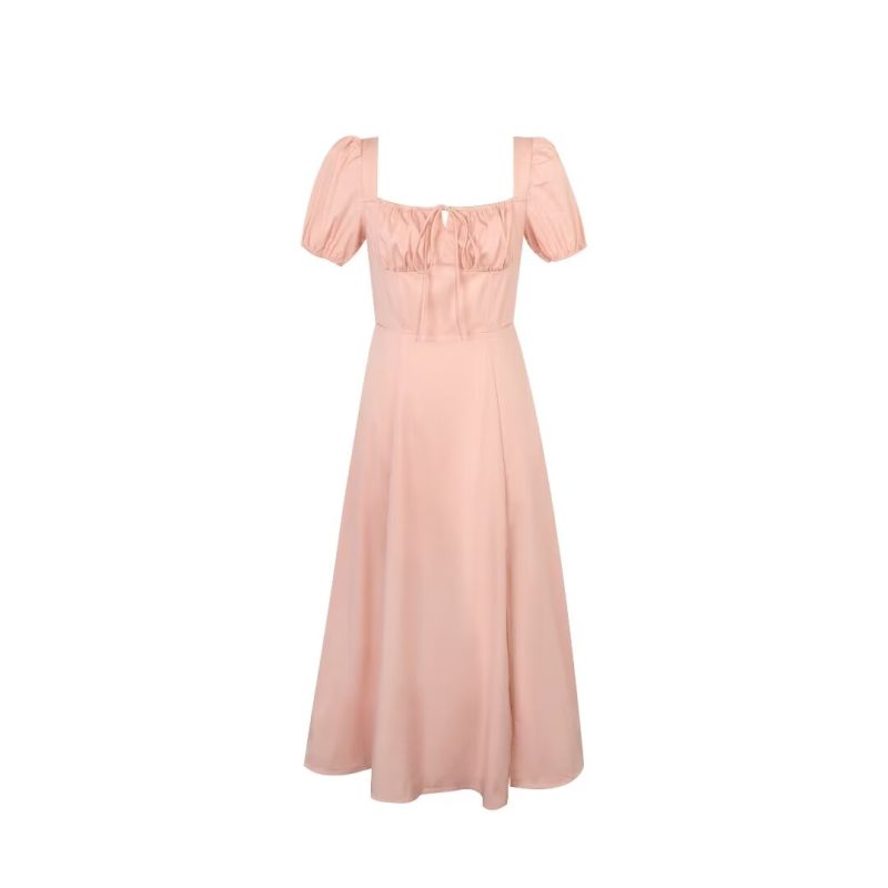 French Solid Color Vacation Dress for Women