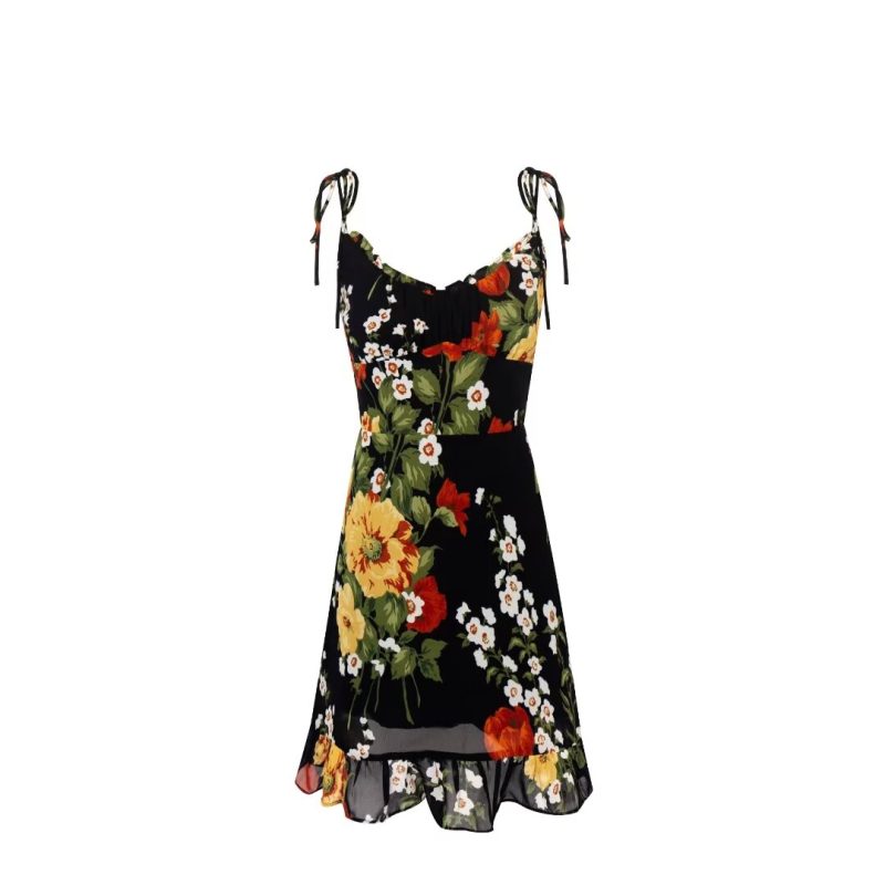 Summer French Floral Slim Fit Holiday Dress
