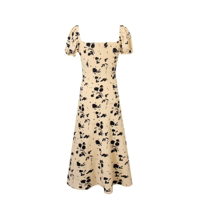 French Vintage Floral Puff Sleeve Summer Dress - Image 2