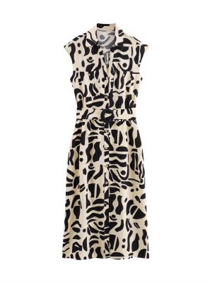 Minimalist Summer Printed Shirt Dress Women