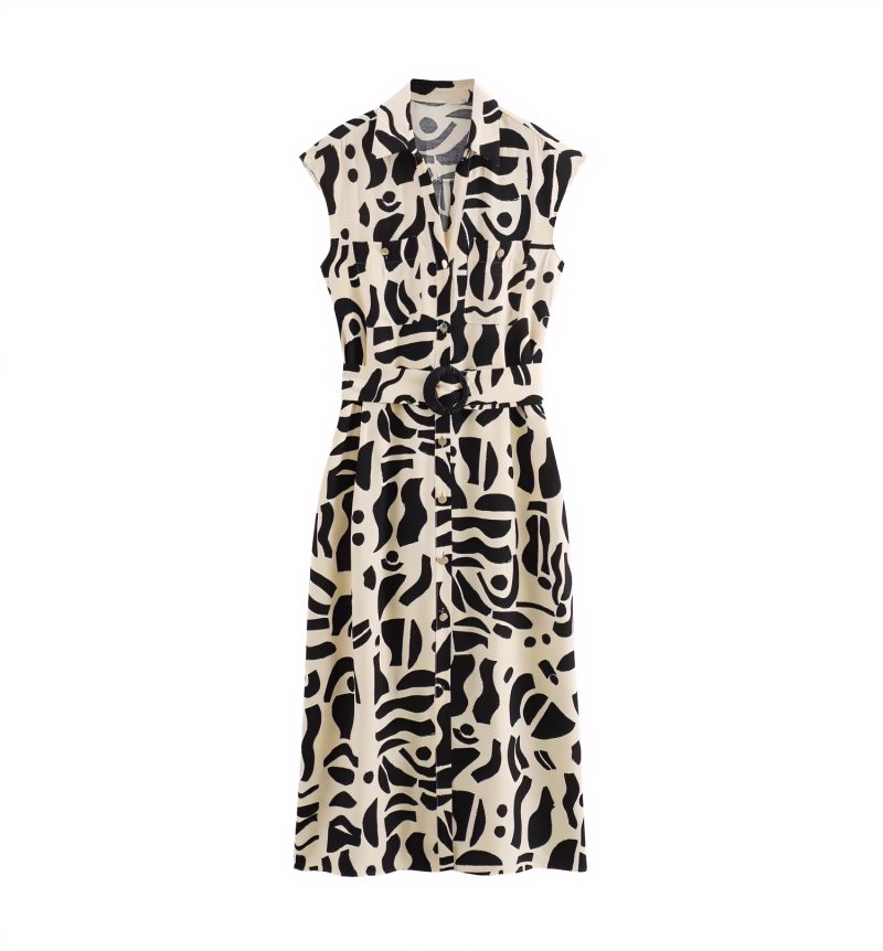 Minimalist Summer Printed Shirt Dress Women