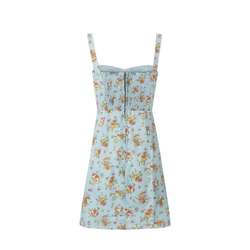 Pleated Back Zipper Dress for Spring Vacations - Image 2