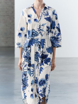 Women’s Casual Printed Shirt Dress Summer