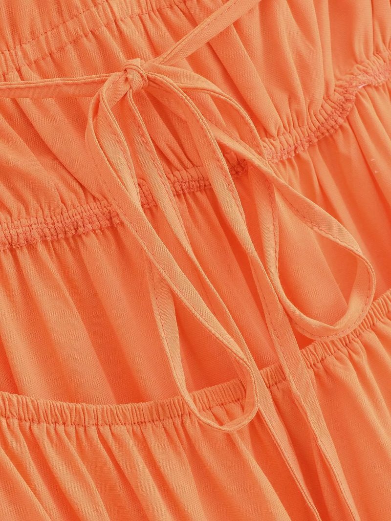 Orange Strapless Suspender Waist Maxi Dress - Image 4