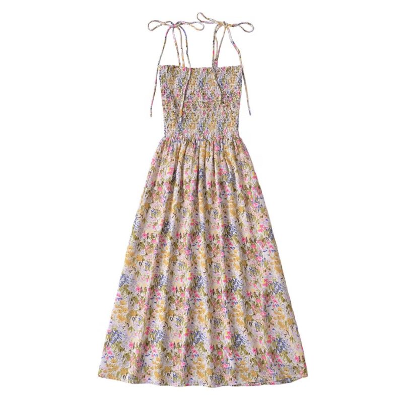 French Vintage Floral Slimming Summer Sling Dress