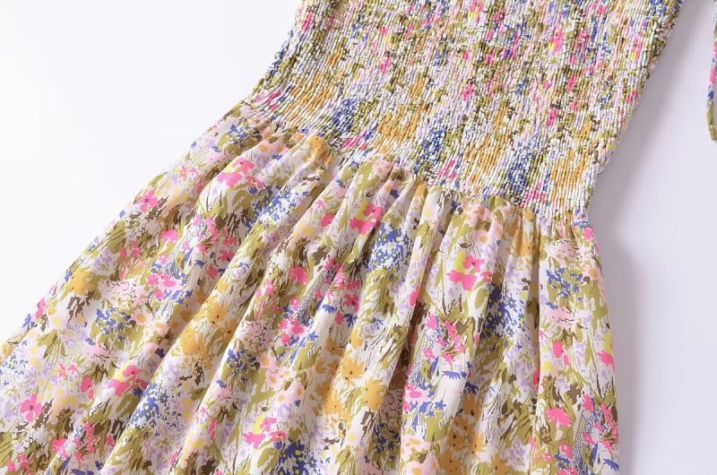 French Vintage Floral Slimming Summer Sling Dress - Image 3