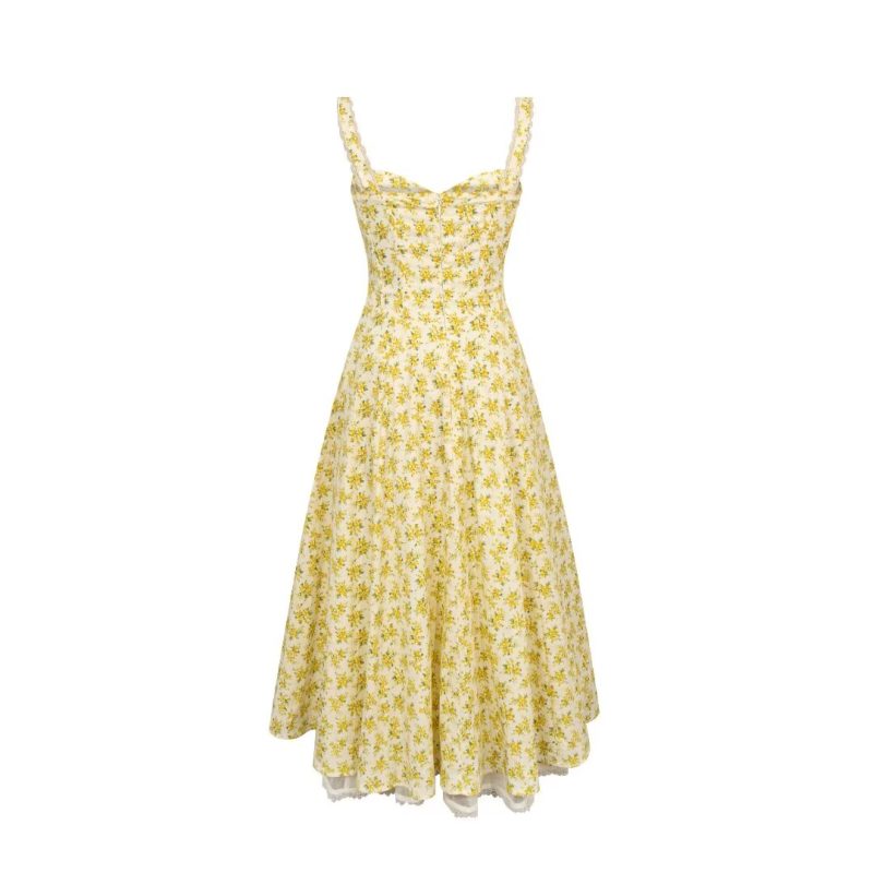 French Floral Slim Strap Dress for Women - Image 2