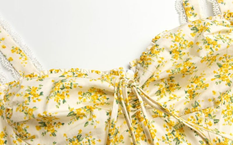 French Floral Slim Strap Dress for Women - Image 3