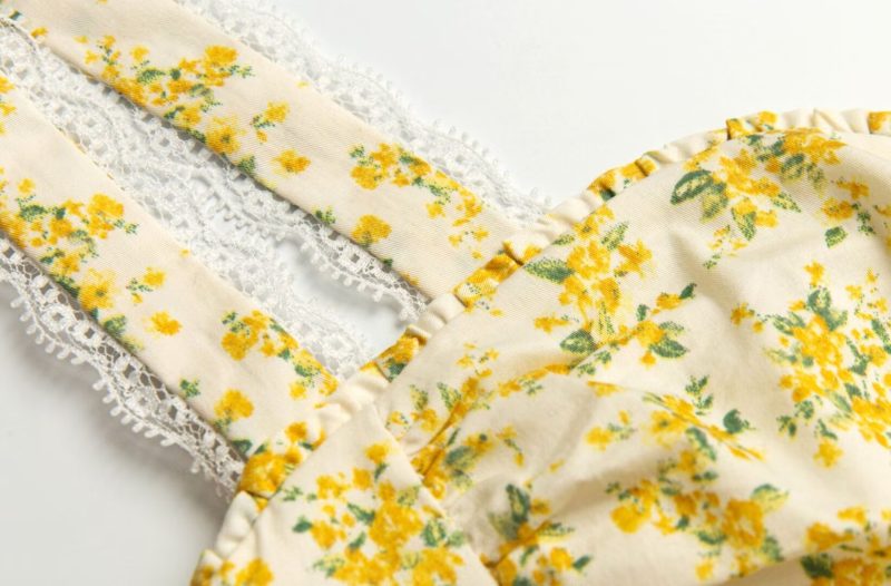 French Floral Slim Strap Dress for Women - Image 4