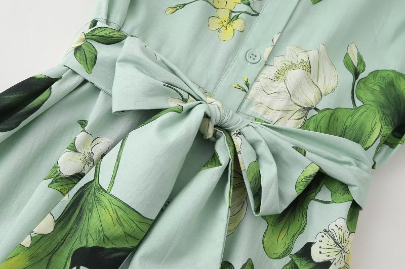 Floral Print Tie Waist Long Sleeve Dress - Image 4