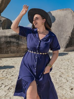 Comfortable Button Down Bohemian Maxi Dress