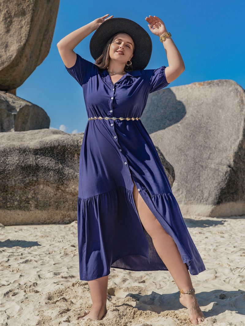 Comfortable Button Down Bohemian Maxi Dress - Image 2