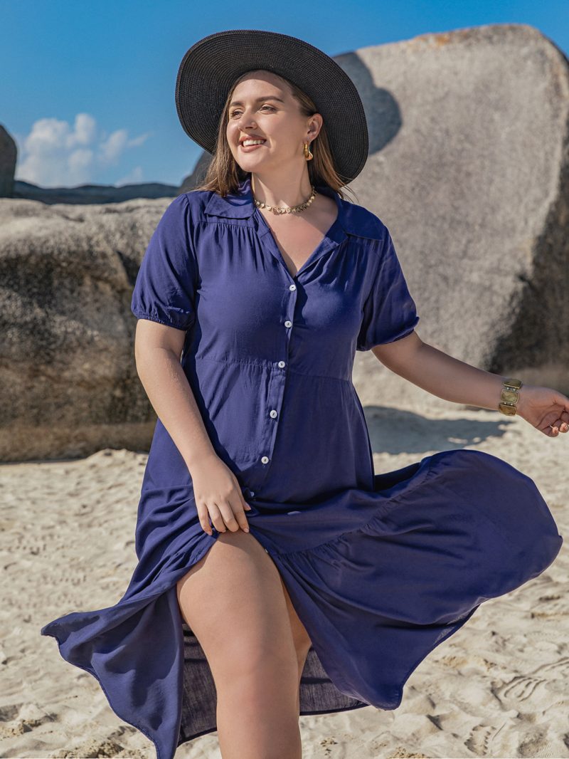 Comfortable Button Down Bohemian Maxi Dress - Image 3