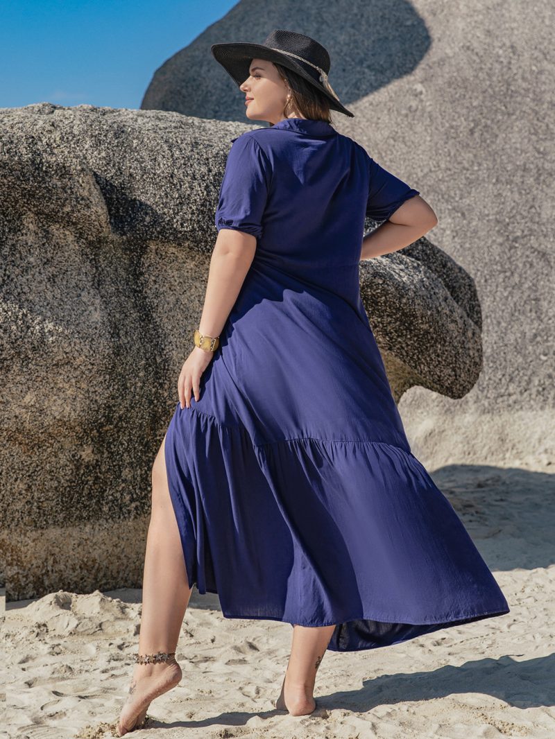 Comfortable Button Down Bohemian Maxi Dress - Image 4
