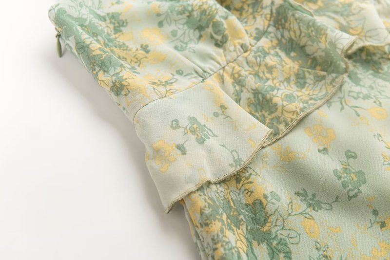 French Lotus Leaf Print Sleeveless Tea Dress - Image 4