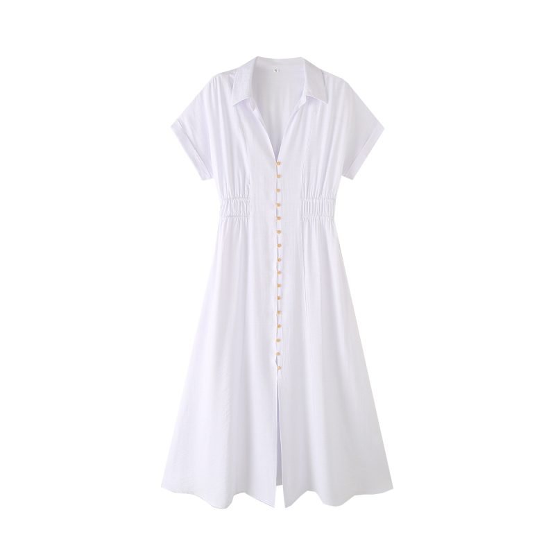 Elegant Solid Color Midi Shirt Dress