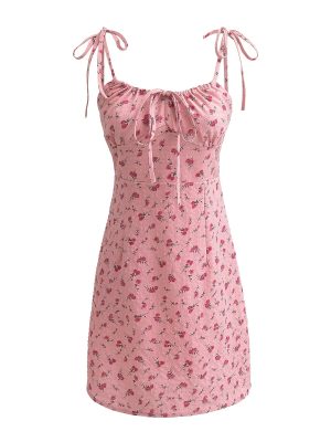 Summer Rose Floral Lace-Up Sleeveless Dress