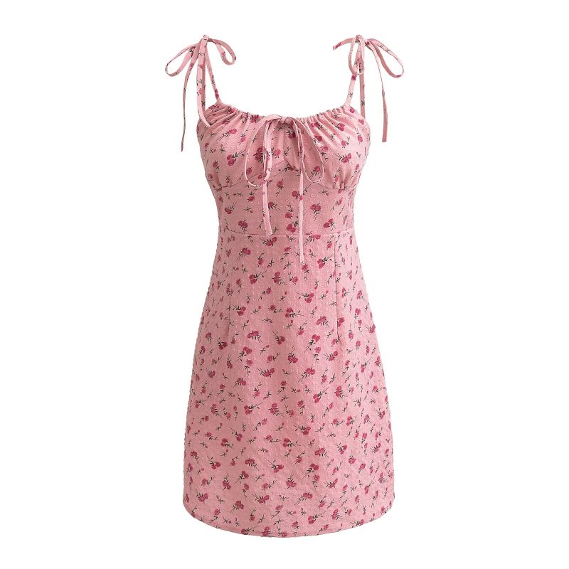 Summer Rose Floral Lace-Up Sleeveless Dress