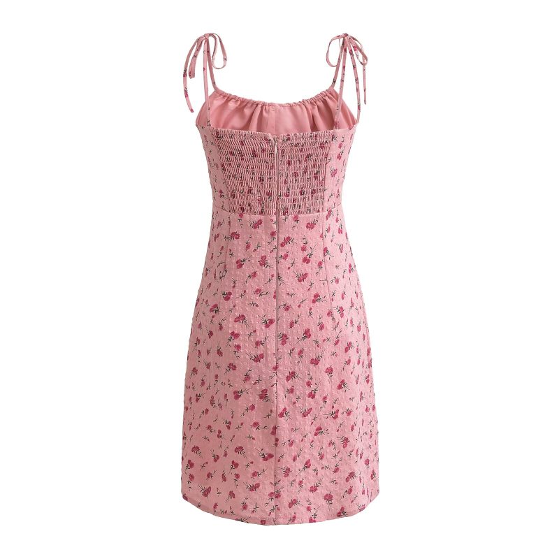 Summer Rose Floral Lace-Up Sleeveless Dress - Image 2