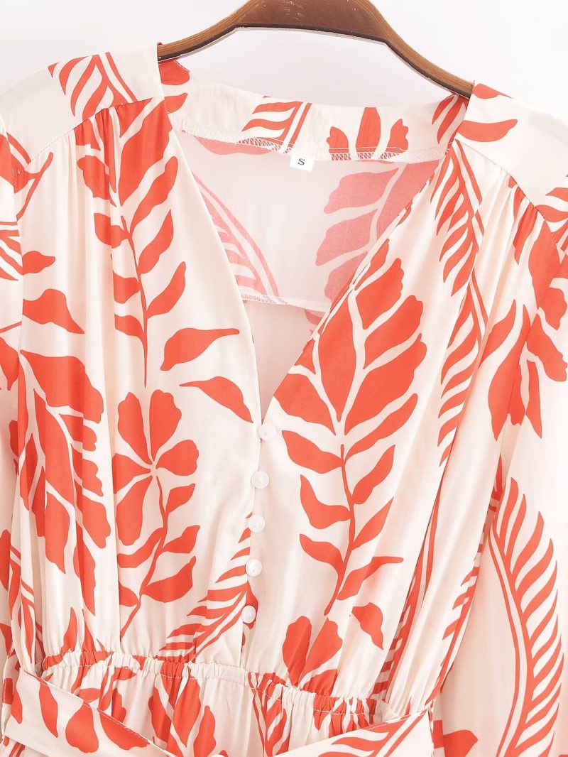 Rayon Floral Belted Dress Summer Street Style - Image 3