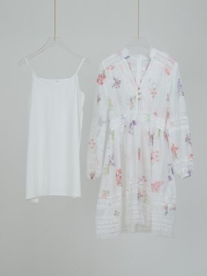 Patchwork Lace V-Neck Printed Sling Dress