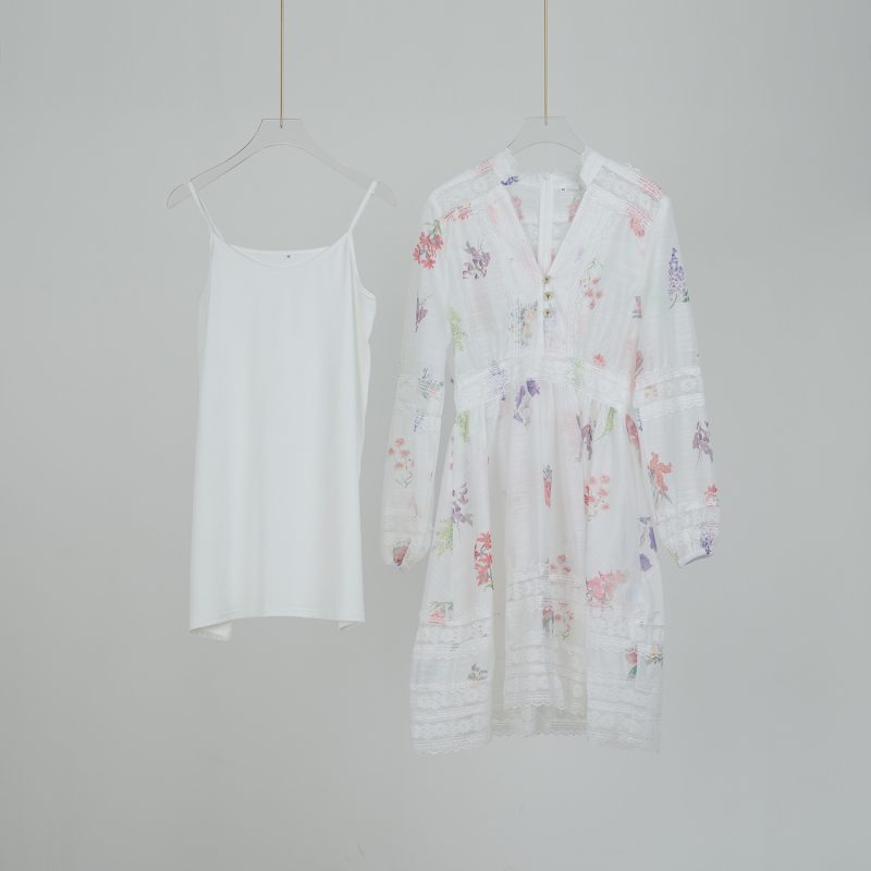 Patchwork Lace V-Neck Printed Sling Dress